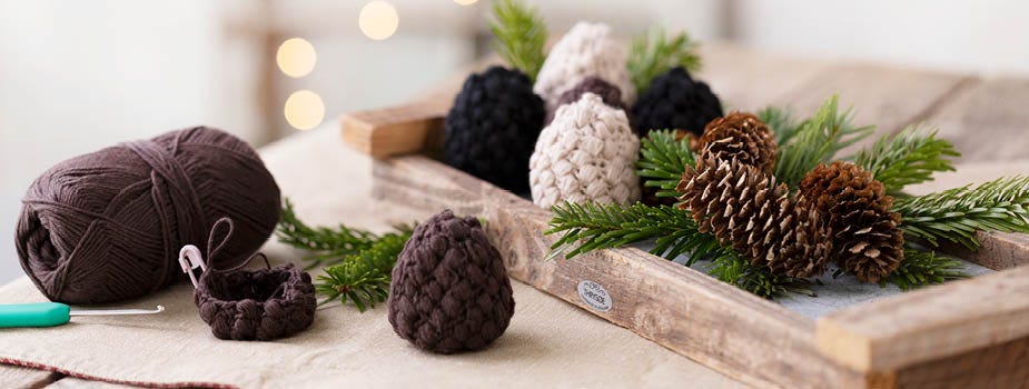 Crocheted and knitted Christmas decorations