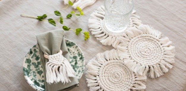 Collage picture - Macrame table decorations