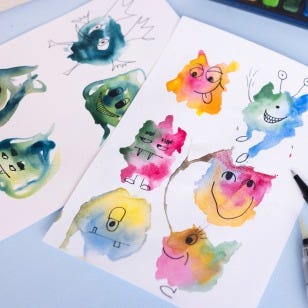 Collage picture - Watercolor motifs