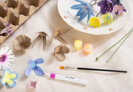 Inspiration image - Easter flowers are produced by egg trays