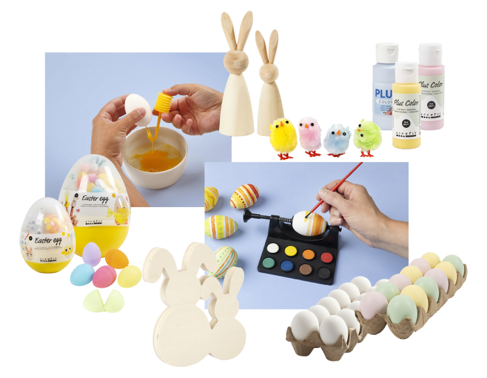 Collage with various Easter decorations