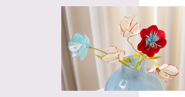 Crepe flowers in vase