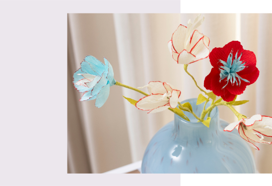 Crepe flowers in vase