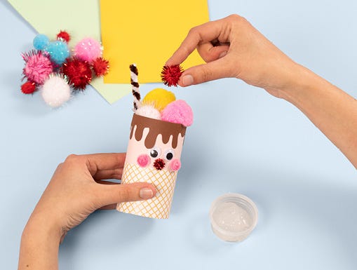 Ice cream cone made from empty toilet roll
