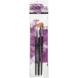 Nylon Brushes, no. 2+8+12, L: 16,5-19 cm, W: 3-12 mm, flat, 3 pc/ 1 pack