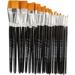 Nylon Brushes, no. 0+2+4+8+12+16+20, L: 17-21 cm, W: 2-22 mm, flat, 30 pc/ 1 pack