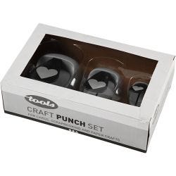 Craft Punch Set, heart, size 25+49+75 mm, 3 pc/ 1 pack