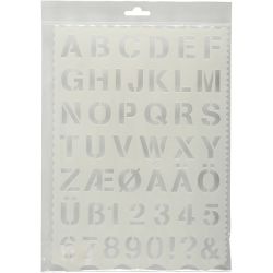 Shape Template, letters and numbers, H: 25 mm, sheet 21x29 cm, 1 pc