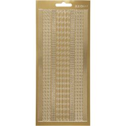 Stickers, borders, sheet 10x23 cm, gold, 1 sheet