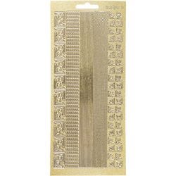 Stickers, borders, sheet 10x23 cm, gold, 1 sheet