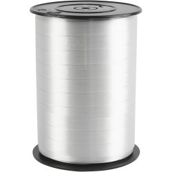 Cadeaulint, B: 10 mm, glossy, zilver, 250 m/ 1 rol