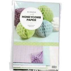 Honeycomb paper, sheet 28x17,8 cm, light blue, green, purple, white, 4x2 sheet/ 1 pack
