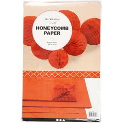 Honeycomb paper, sheet 28x17,8 cm, orange, 8 sheet/ 1 pack
