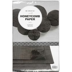 Honeycomb paper, sheet 28x17,8 cm, black, 8 sheet/ 1 pack