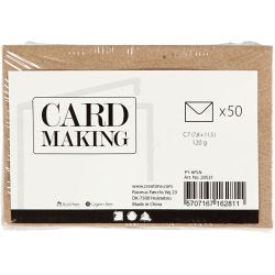 Recycled envelope, envelope size 7,8x11,5 cm, 120 g, natural, 50 pc/ 1 pack