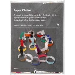 Paper Chains, L: 16 cm, W: 15 mm, assorted colours, 400 pc/ 1 pack