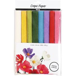 Crepe Paper, sheet 25x60 cm, Crêpe ratio: 180%, 105 g, standard colours, 8 sheet/ 1 pack