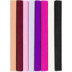 Crepe paper, sheet 25x60 cm, Crêpe ratio: 180%, 105 g, purple/pink harmony, 8sheet/ 1 pack