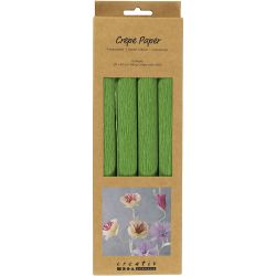 Crepe Paper, sheet 25x60 cm, Cr&ecirc;pe ratio: 180%, 105 g, leaf green, 4 sheet/ 1 pack