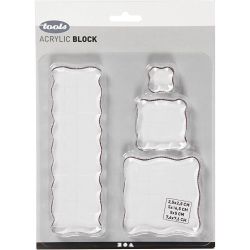 Acrylic Block, size 2,5x2,5+5x5+7,6x7,6+5x16,5 cm, thickness 1 cm, 4 pc/ 1 pack