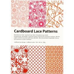 Pad with Cardboard Lace Patterns, A6, sheet 104x146 mm, 200 g, orange, pink, red, rose, 24 pc/ 1 pack