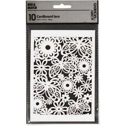 Lace Patterned cardboard, sheet 10,5x15 cm, 200 g, white, 10 pc/ 1 pack