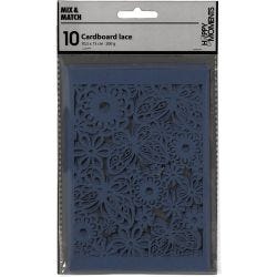 Lace Patterned cardboard, sheet 10,5x15 cm, 200 g, blue, 10 pc/ 1 pack
