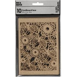 Lace Patterned cardboard, sheet 10,5x15 cm, 200 g, natural, 10 pc/ 1 pack