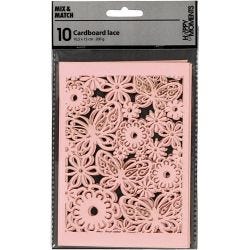 Lace Patterned cardboard, sheet 10,5x15 cm, 200 g, light red, 10 pc/ 1 pack