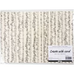 Card, music notes, A4, sheet 210x297 mm, 180 g, 10 sheet/ 1 pack