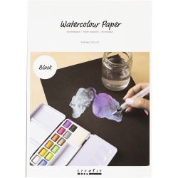 Watercolour Paper, A4, sheet 210x297 mm, 230 g, black, 15sheet/ 1 pack