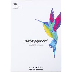 Marker Paper Pad, A5, sheet 148x210 mm, 120 g, white, 30sheet/ 1 pack