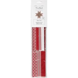 Paper Star Strips, L: 44+78 cm, dia. 6,5+11,5 cm, W: 15+25 mm, red, white, 60 strips/ 1 pack