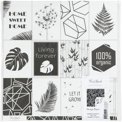 Design Paper, leaves and pattern, 180 g, 5 sheet/ 1 pack