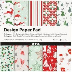 Design Paper Pad, sheet 15,2x15,2 cm, 120 g, green, red, white, 50 sheet/ 1 pack