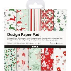 Design Paper Pad, sheet 15,2x15,2 cm, 120 g, green, red, white, 50 sheet/ 1 pack