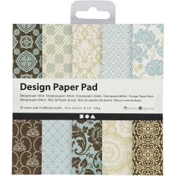 Design Paper Pad, sheet 15,2x15,2 cm, 120 g, light blue, brown, 50 sheet/ 1 pack