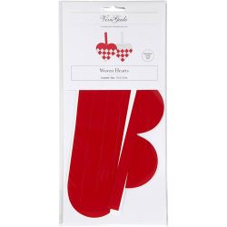 Woven Hearts, size 13,5x12,5 cm, red, white, 8 set/ 1 pack