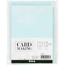 Cards and envelopes, card size 10,5x15 cm, envelope size 11,5x16,5 cm, 110+220 g, light blue, 6 set/ 1 pack