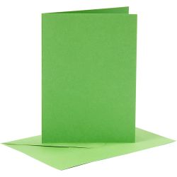 Cards and envelopes, card size 10,5x15 cm, envelope size 11,5x16,5 cm, 110+220 g, green, 6 set/ 1 pack