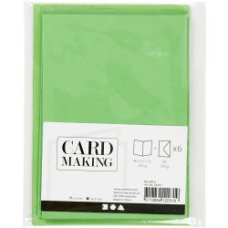 Cards and envelopes, card size 10,5x15 cm, envelope size 11,5x16,5 cm, 110+220 g, green, 6 set/ 1 pack
