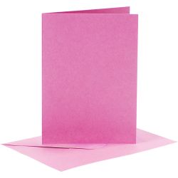 Cards and envelopes, card size 10,5x15 cm, envelope size 11,5x16,5 cm, 110+220 g, pink, 6 set/ 1 pack