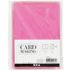 Cards and envelopes, card size 10,5x15 cm, envelope size 11,5x16,5 cm, 110+220 g, pink, 6 set/ 1 pack