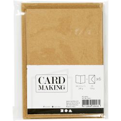 Cards and envelopes, card size 10,5x15 cm, envelope size 11,5x16,5 cm, 110+230 g, natural, 6 set/ 1 pack