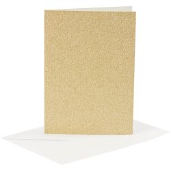 Cards and Envelopes, card size 10,5x15 cm, envelope size 11,5x16,5 cm, glitter, 120+250 g, gold, 4 set/ 1 pack