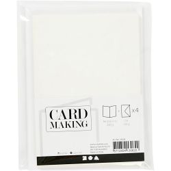 Cards and Envelopes, card size 10,5x15 cm, envelope size 11,5x16,5 cm, glitter, 120+250 g, white, 4 set/ 1 pack