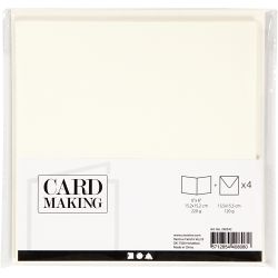 Cards and envelopes, card size 15,2x15,2 cm, envelope size 16x16 cm, 220 g, off-white, 4 set/ 1 pack