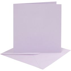 Cards and envelopes, card size 15,2x15,2 cm, envelope size 16x16 cm, 210 g, light lilac, 4 set/ 1 pack