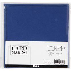 Cards and envelopes, card size 15,2x15,2 cm, envelope size 16x16 cm, 220 g, blue, 4 set/ 1 pack