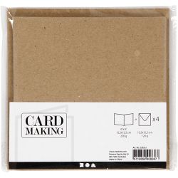 Cards and envelopes, card size 15,2x15,2 cm, envelope size 16x16 cm, 230 g, natural, 4 set/ 1 pack